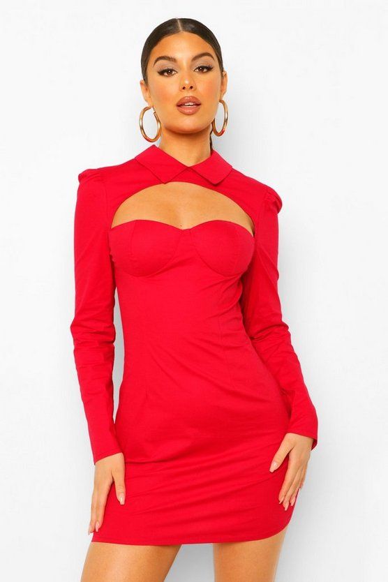 Cut Out Bodycon Mini Shirt Dress | Boohoo.com (US & CA)