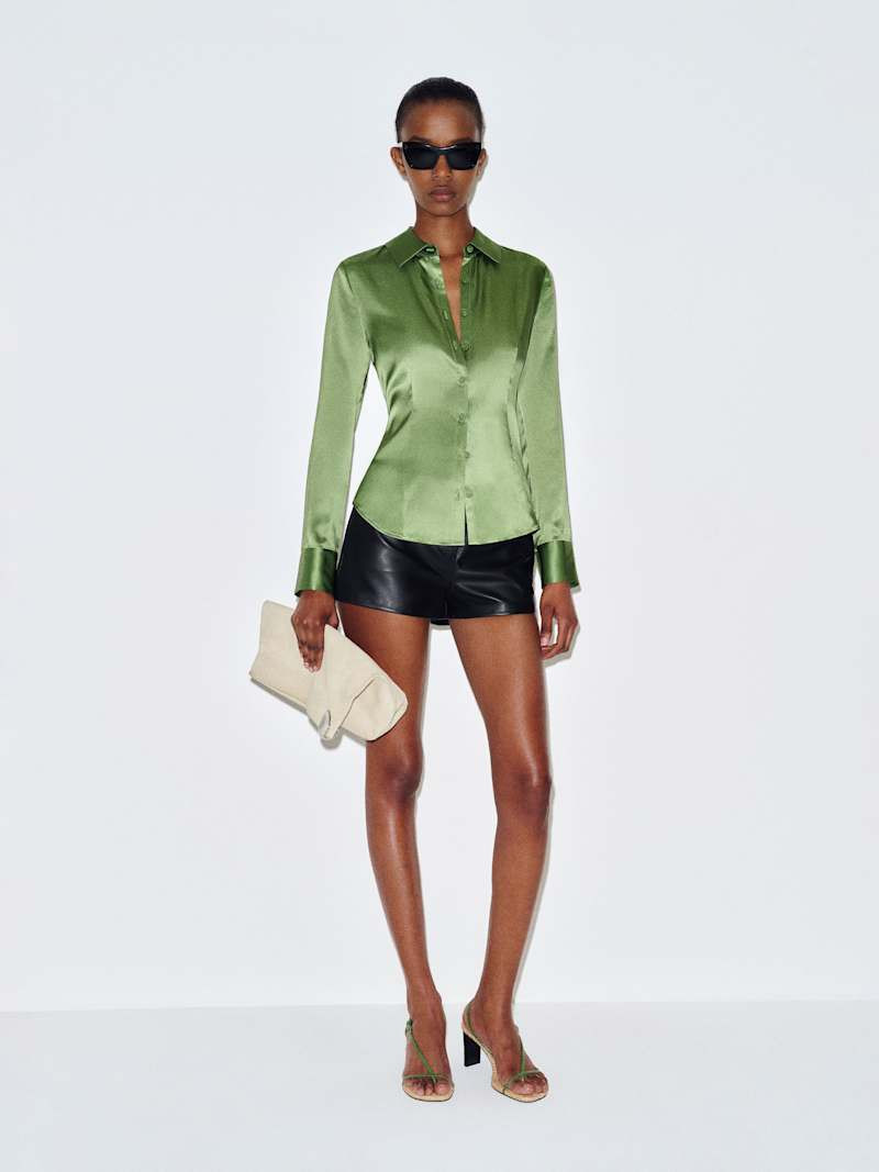 Raya Fitted Silk Shirt | Reformation (Global)