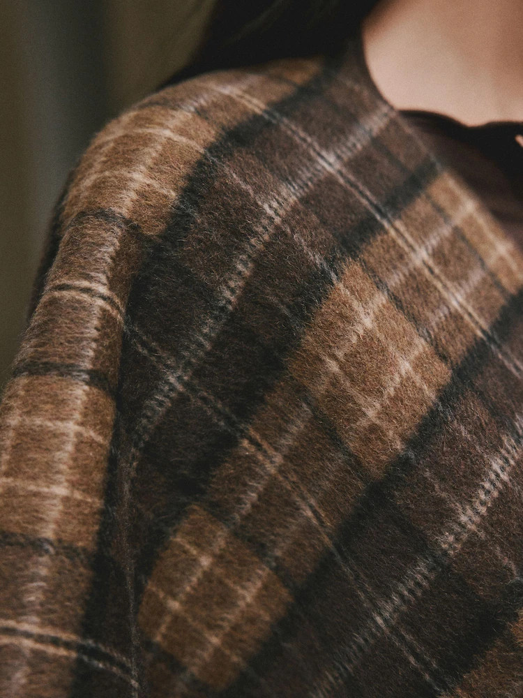 Brown Check Wrap Front Cape Poncho | Next US