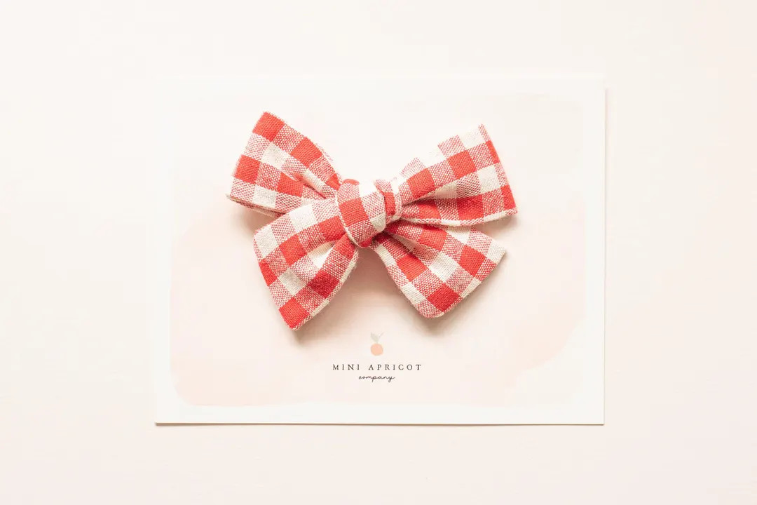 NEW** RED PLAID gingham hair bow, red pig tail bow , red newborn hair bow, red pinwheel bow, red ... | Etsy (US)