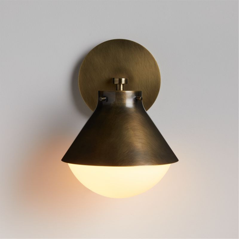 Rainier Brass Conical Wall Sconce Light + Reviews | Crate & Barrel | Crate & Barrel
