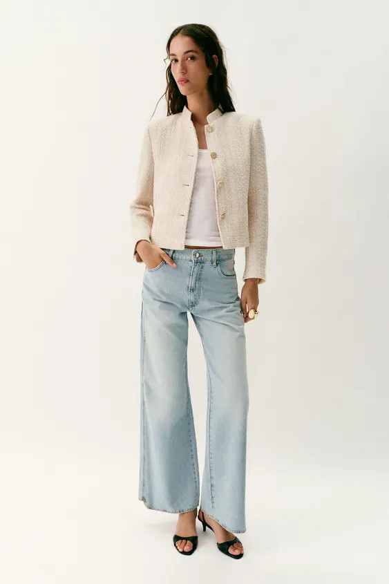 METALLIC THREAD SHOULDER PAD BLAZER | Zara US