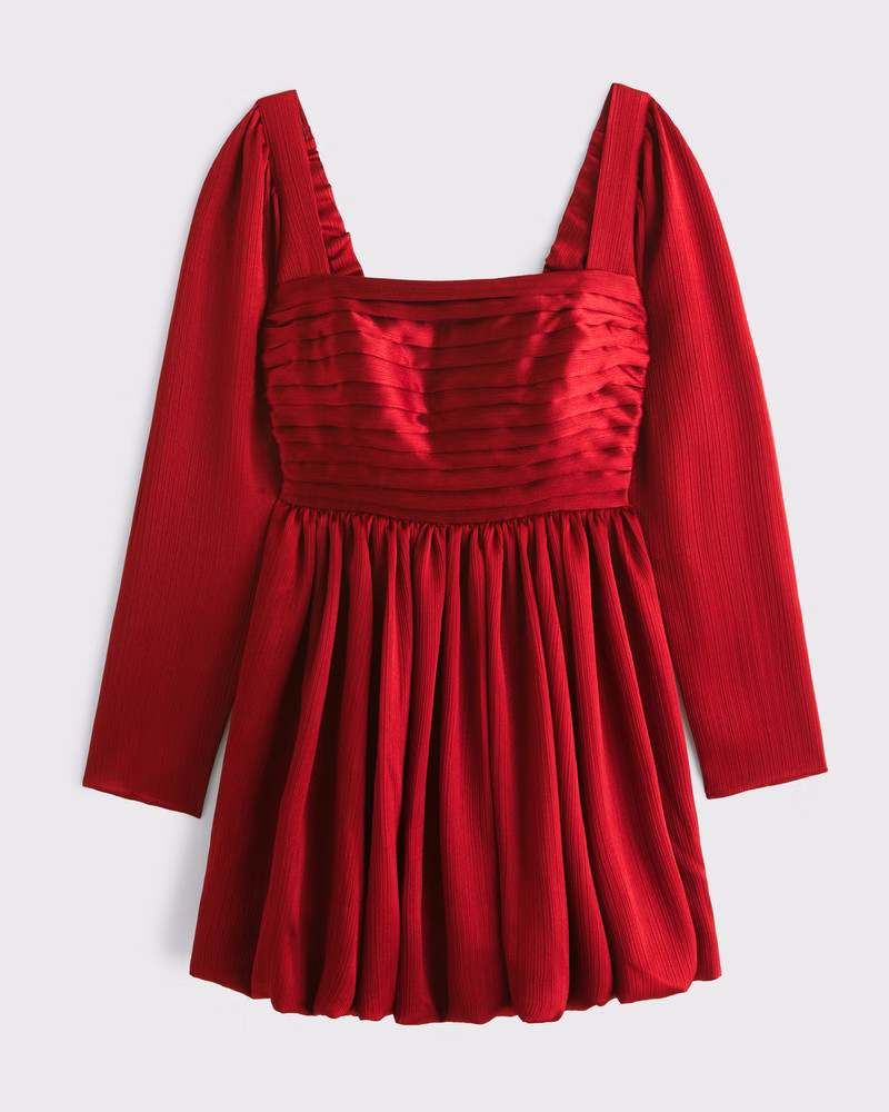 Women's The A&F Emerson Bubble Hem Satin Mini Dress | Women's Dresses & Jumpsuits | Abercrombie.c... | Abercrombie & Fitch (US)