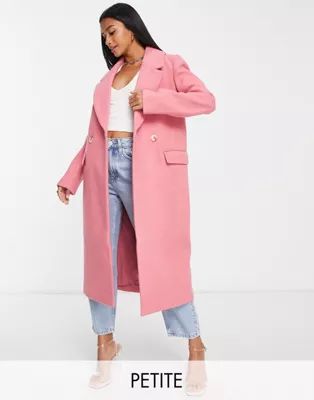 Ever New Petite oversized woven coat in pink | ASOS (Global)
