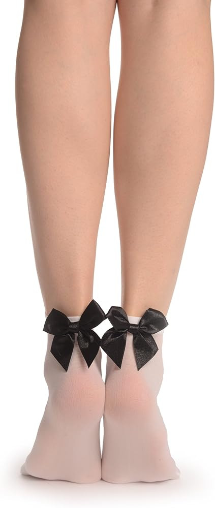 White Opaque With Black Satin Bow Ankle High Socks 60 Den - Socks | Amazon (CA)