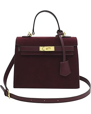Top Handle Satchel Vintage Top Handle Bag Suede Leather Women Handbags Purse Mini Satchel Bags Sh... | Amazon (US)