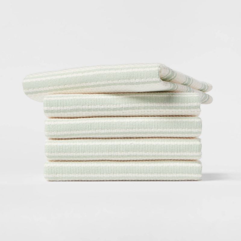 5pk Cotton Basketweave Striped Dishcloths - Threshold™ | Target