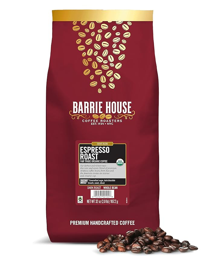 Barrie House Espresso Roast Whole Bean Coffee, 2 lb Bag | Fair Trade Organic Certified | Dark Roa... | Amazon (US)