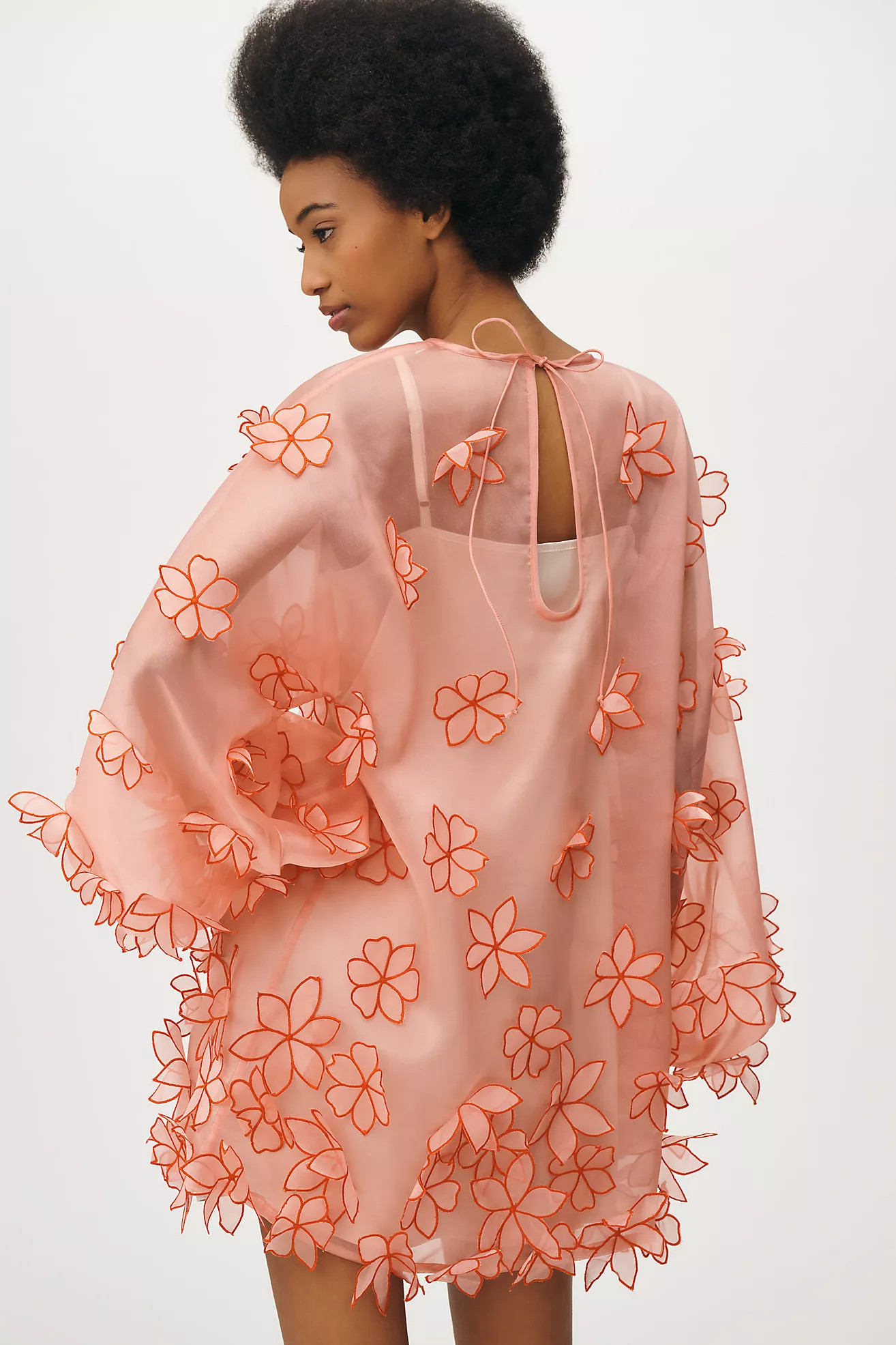 Maeve 3D Floral Sheer Tunic Blouse | Anthropologie (US)