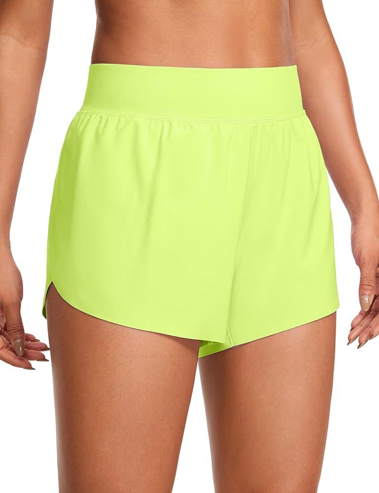 CRZ YOGA High Waisted Dolphin Athletic Running Shorts for Women High Split Comfy Mesh Liner Gym W... | Amazon (US)