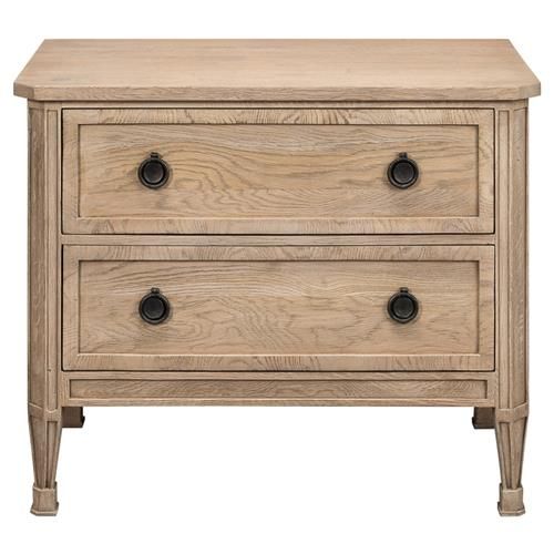 Ramsey French Country Brown Oak Wood Nightstand | Kathy Kuo Home