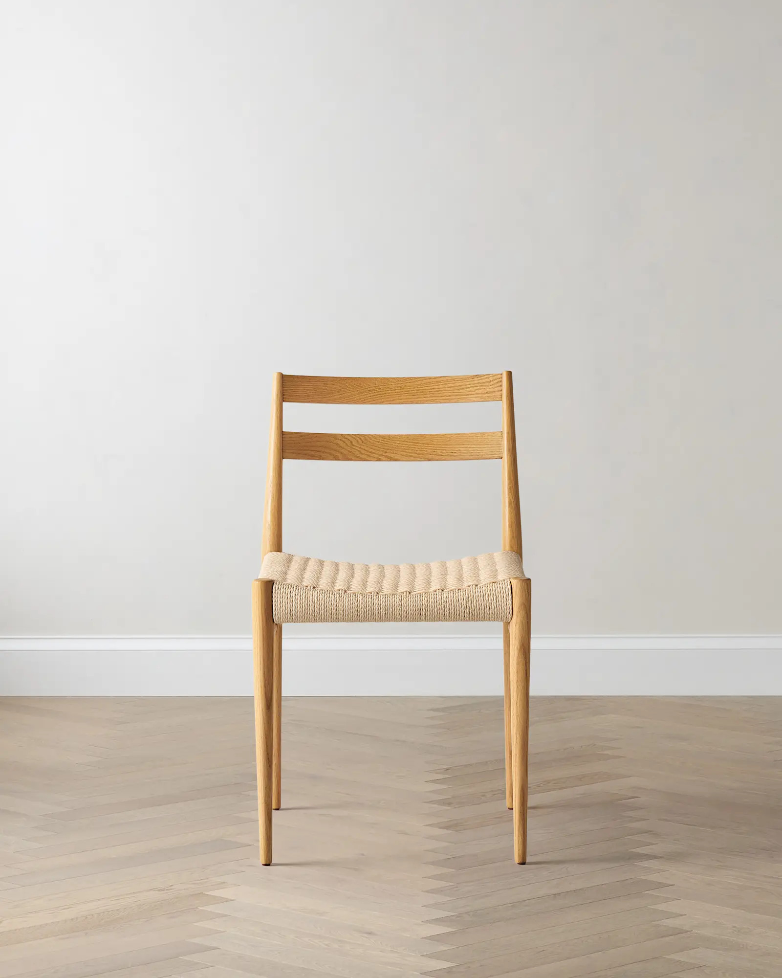 Solid Oak Dining Chair with Paper Cord Seat (Set of 2) | Quince