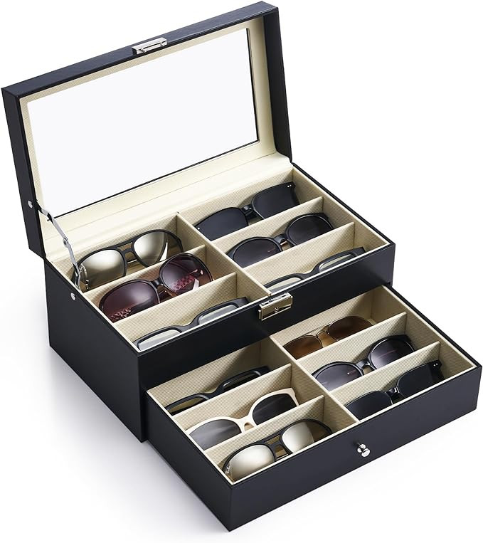 CO-Z Leather Multi Sunglasses Organizer for Women Men, Eyeglasses Eyewear Display Case, Sunglass ... | Amazon (US)