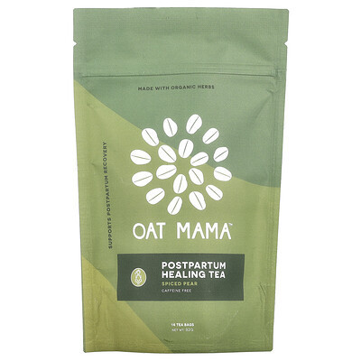 Oat Mama, Postpartum Healing Tea, Spiced Pear, Caffeine Free, 14 Tea Bags, 32 g | iHerb