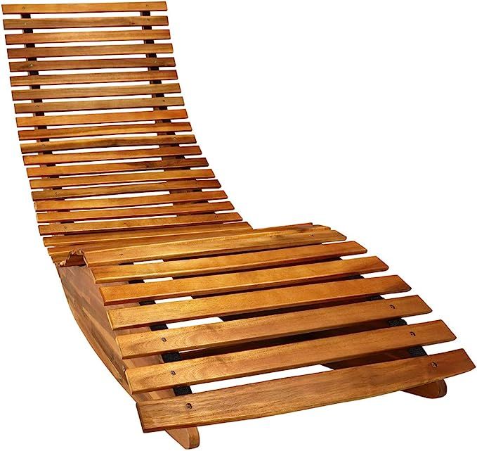 Amazon.com: cucunu Chaise Lounge Outdoor in Weatherproof Acacia Wood for Patio, Pool or Spa I Roc... | Amazon (US)
