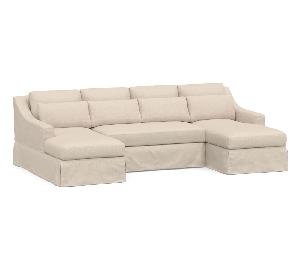 York Slope Arm Deep Seat Slipcovered U-Shaped Chaise Sectional | Pottery Barn (US)