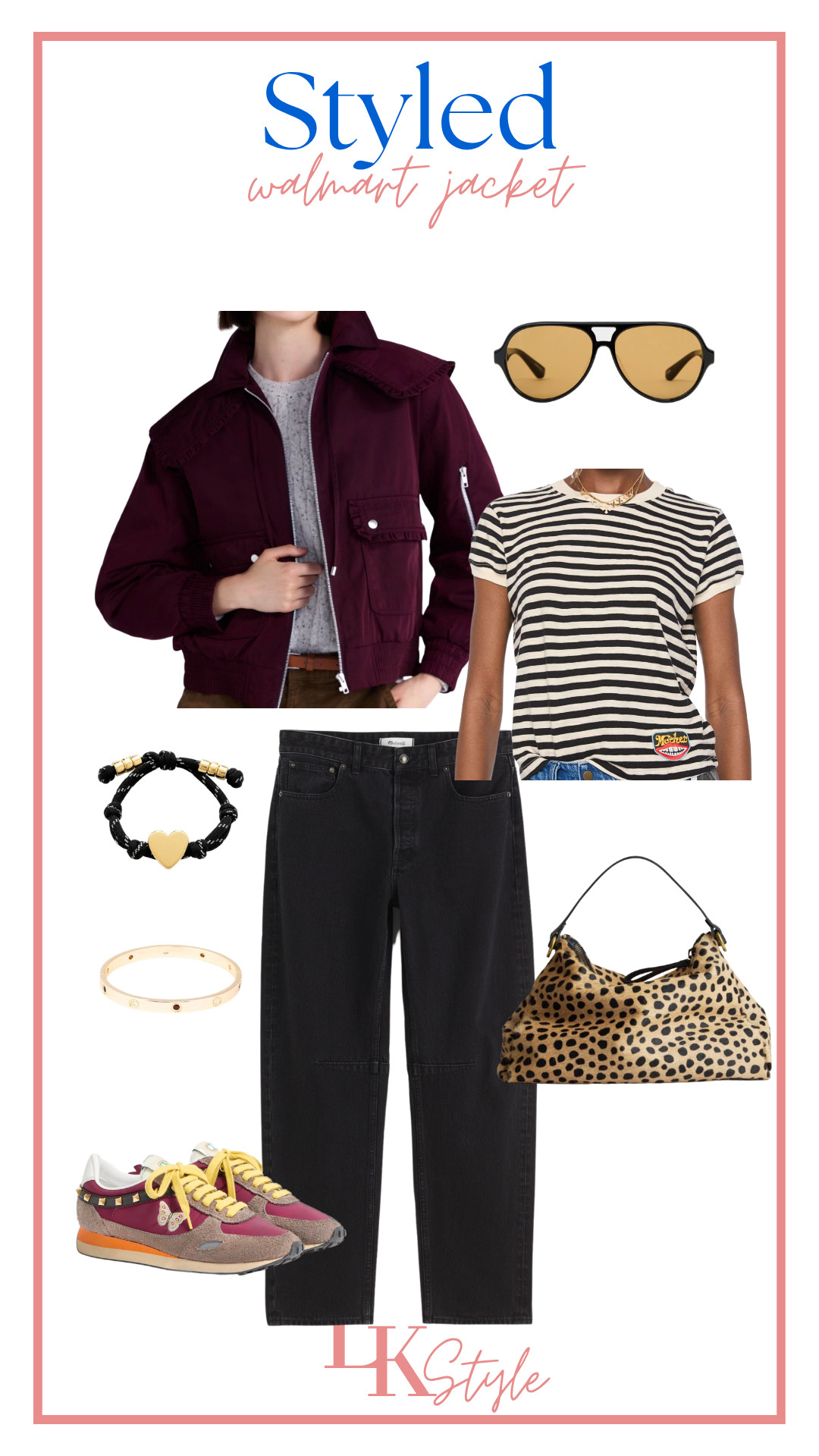 Bomber jackets are hot for fall and this one from @walmart is so good!  I love the details on collar and I love the color!  Here's how I would style it with a mix of pattern and cool girl vibes!  Perfect combo of high and low style. 

 #LTKxWalmart #LTKSeasonal #LTKOver40
