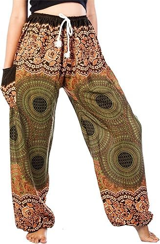 LOFBAZ Harem Pants for Women S-4XL Plus Yoga Boho Hippie Beach Travel Lounge PJs | Amazon (US)