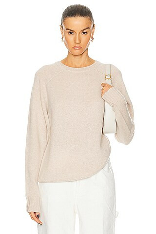 SPRWMN Spring Classic Loose Gauge Crew Neck Sweater in Cream | FWRD 