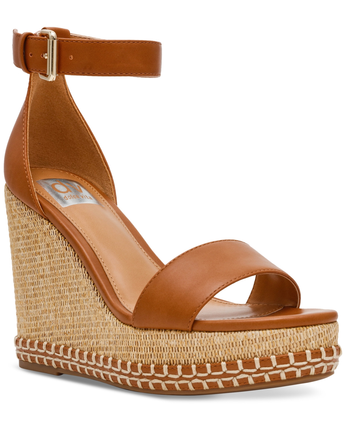 Dv Dolce Vita Women's Tammara Ankle-Strap Platform Whipstitch Wedge Sandals - Tan | Macy's