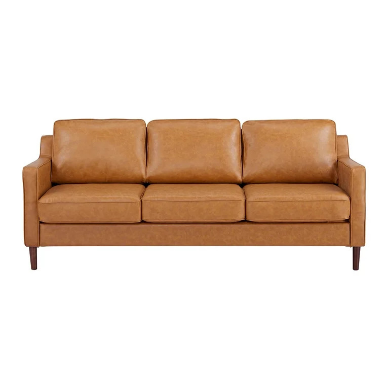 A&D Home Sedona Camel Faux Leather Modern Sofa, Upholstered Contemporary Couch | Walmart (US)