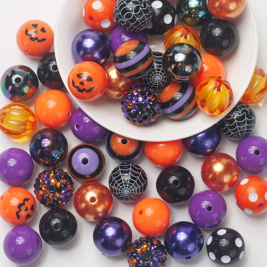 20 mm Bubblegum Beads for Pens Making, 50 PCS Large Focal Pen Beads Bulk, Chunky Halloween Bubble... | Amazon (US)
