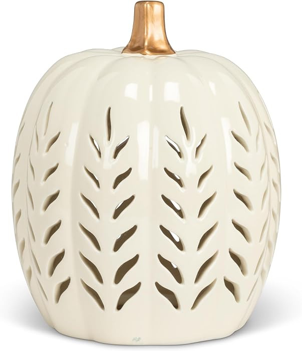 Abbott Collection Carved Ceramic Pumpkin Figurine - Ivory, Small Tall (7" H) | Amazon (US)