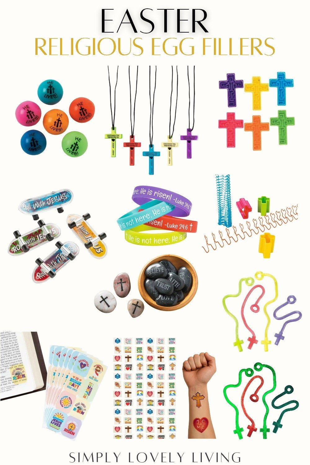 Oriental Trading Easter egg fillers that aren't toxic candy! Easter toys for egg hunt. Religious Egg fillers. Jesus loves me. He is risen. Everything you need for the kid's Easter egg hunt on a Budget! #Easter #egghunt

#LTKKids #LTKSeasonal #LTKSpringSale