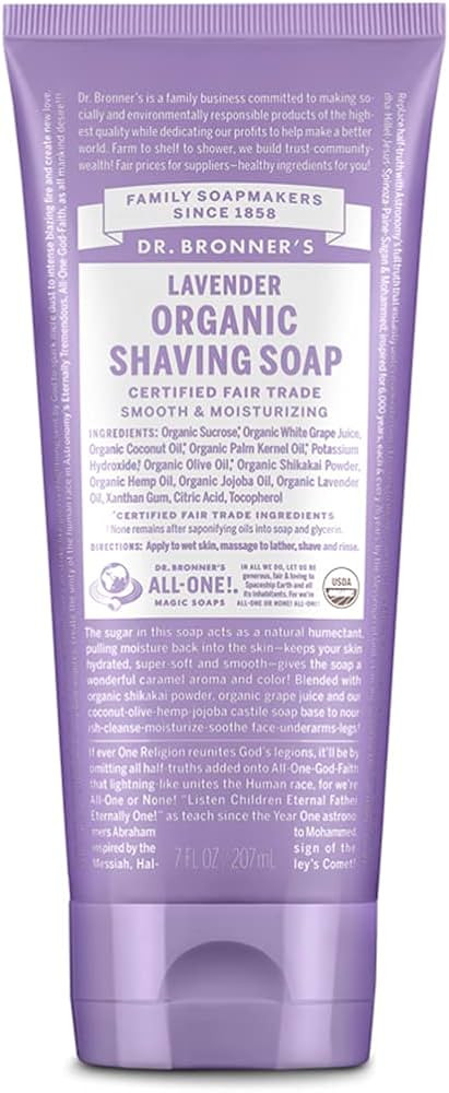 Dr. Bronner's - Organic Shaving Soap (Lavender, 7 Ounce) - Certified Organic, Sugar and Shikakai ... | Amazon (US)