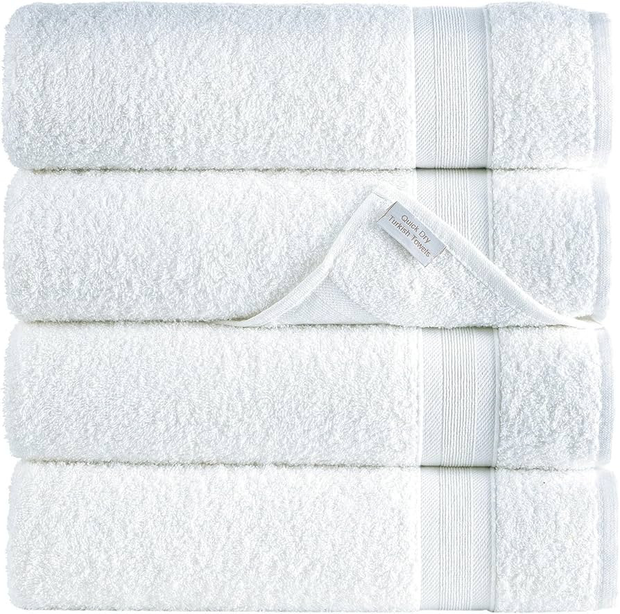 White Bath Towels 27" x 54" Quick-Dry High Absorbent 100% Turkish Cotton Towel for Bathroom, Gues... | Amazon (US)