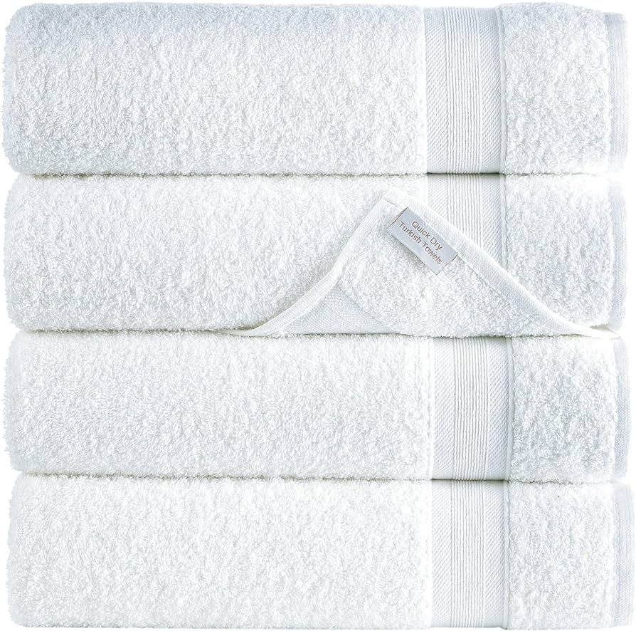White Bath Towels 27" x 54" Quick-Dry High Absorbent 100% Turkish Cotton Towel for Bathroom, Gues... | Amazon (US)