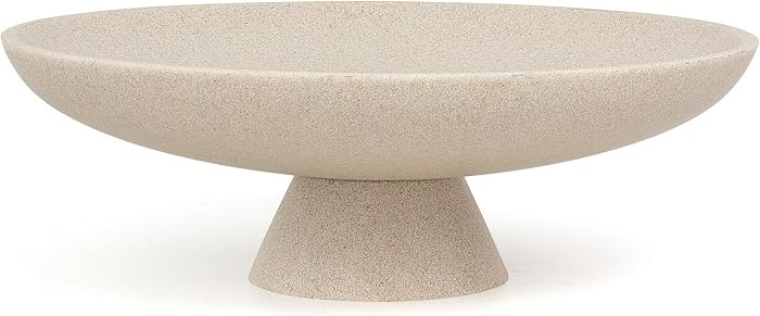 Modern Pedestal Decorative Bowl, Large Resin Fruit Bowl, Beige | Amazon (US)