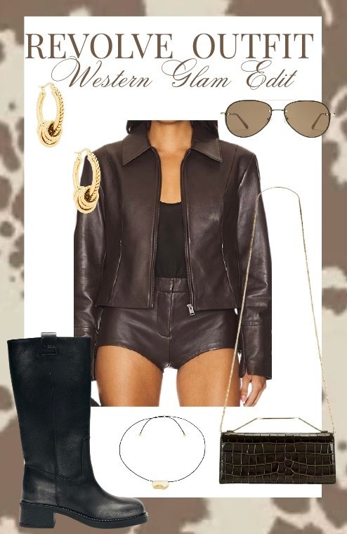 Dark chocolate western 🤎✨
This leather set is giving elevated cowgirl — structured jacket, tailored shorts, tall black boots, and layered gold hoops for that rich, effortless edge. Finished with sleek sunnies and a croc shoulder bag for a polished, modern western vibe.
Linked in my Western Glam Edit on LTK 🤍 #WesternGlam #LeatherLook #CowgirlChic #RevolveStyle #NeutralLuxury


#LTKSpringSale #LTKgrwm #LTKdayinmylife