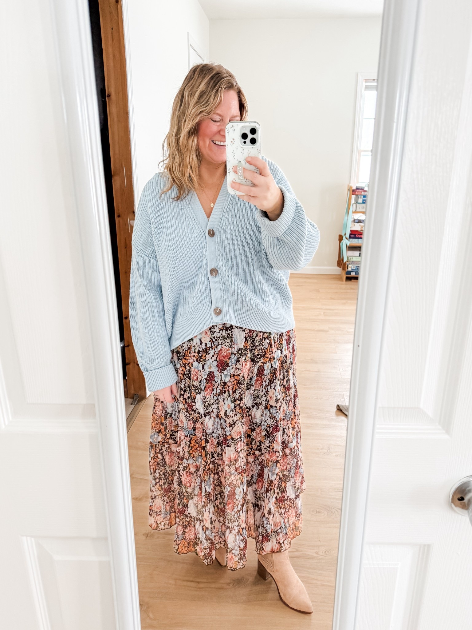 Teacher outfit!  Wearing a large in my cardigan (sold out in this color so also linked similar) and an XL in my skirt. 

#LTKMidsize #LTKWorkwear #LTKSeasonal
