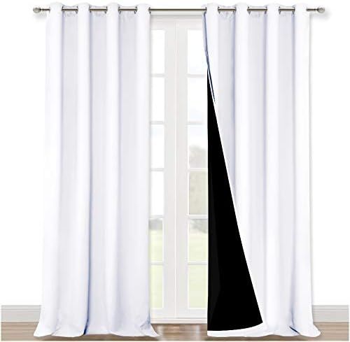 NICETOWN White 100% Blackout Curtains for Windows, Super Heavy-Duty Black Lined Total Darkness Dr... | Amazon (US)