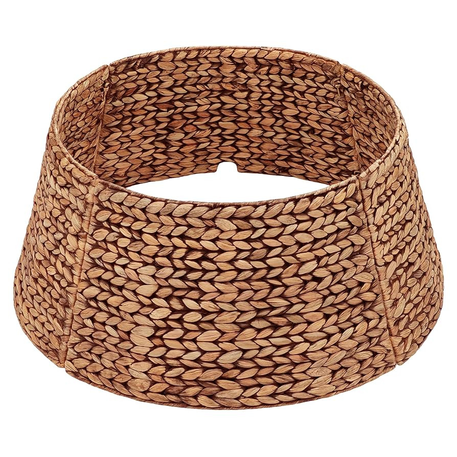 CENBOSS Rattan Christmas Tree Collar, Wicker Tree Skirt & Stand Base Cover (Brown Wash, 24 inch) | Amazon (US)