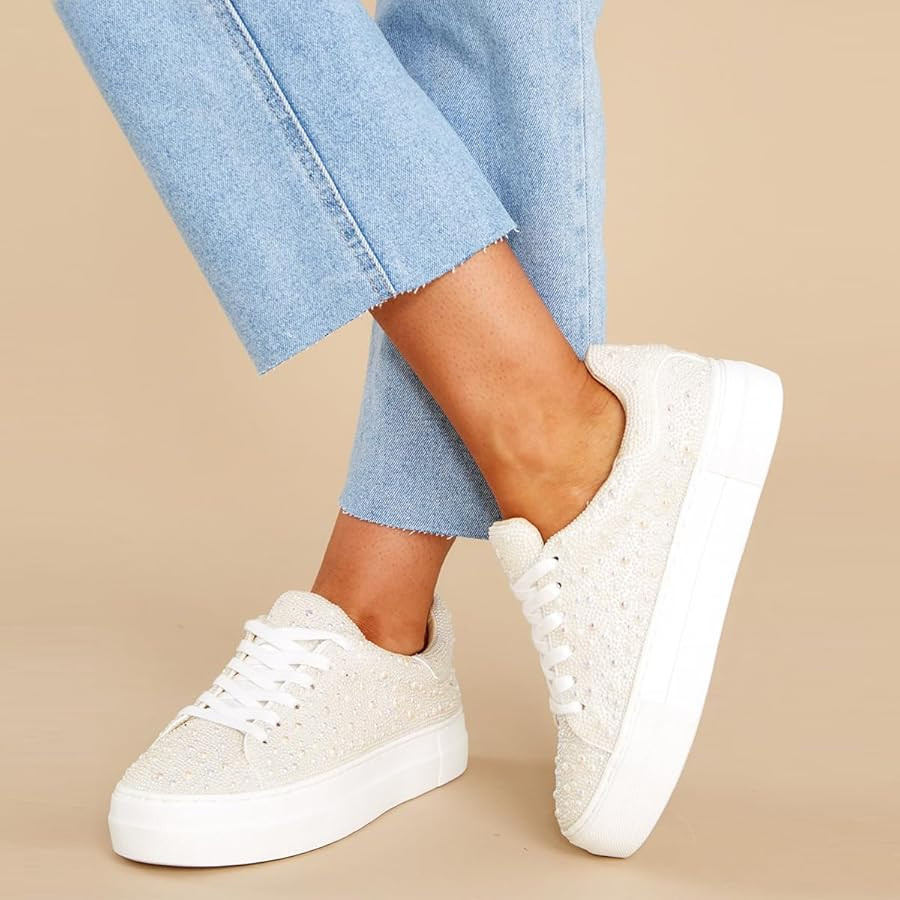 DOEYG Glitter Rhinestone Sneakers for Women Sparkly Sneakers Bling Sequin Wedding Tennis Shoes fo... | Amazon (US)