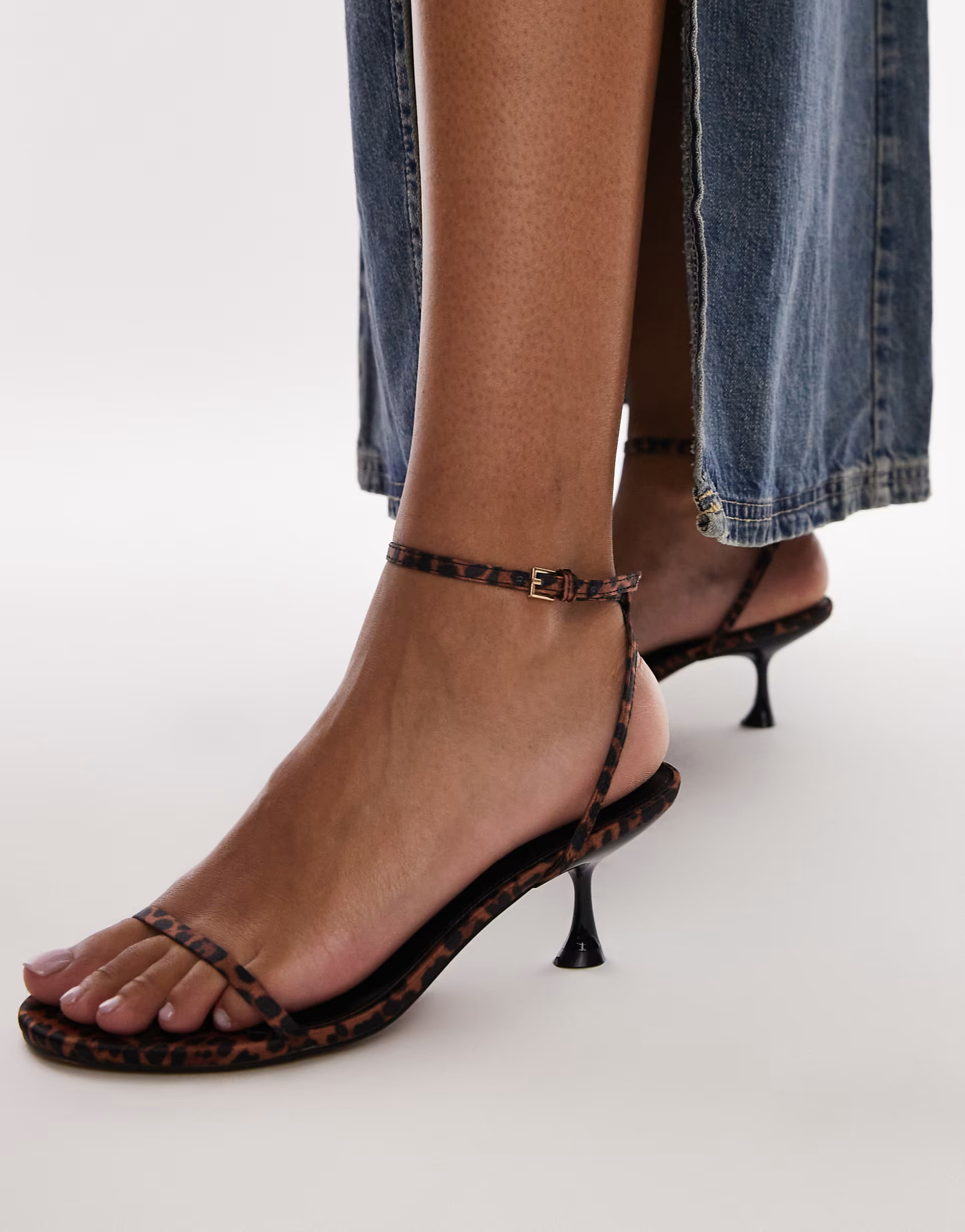 Topshop Irena barely there high heeled sandals in leopard | ASOS (Global)