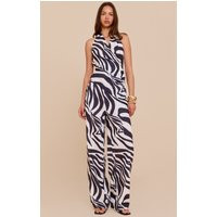 Black Zebra Printed Wide Leg Trousers | PrettyLittleThing UK