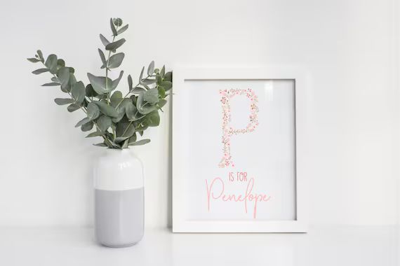 Personalized Floral Letter Name Nursery Sign Light Pink Pale - Etsy Canada | Etsy (CAD)