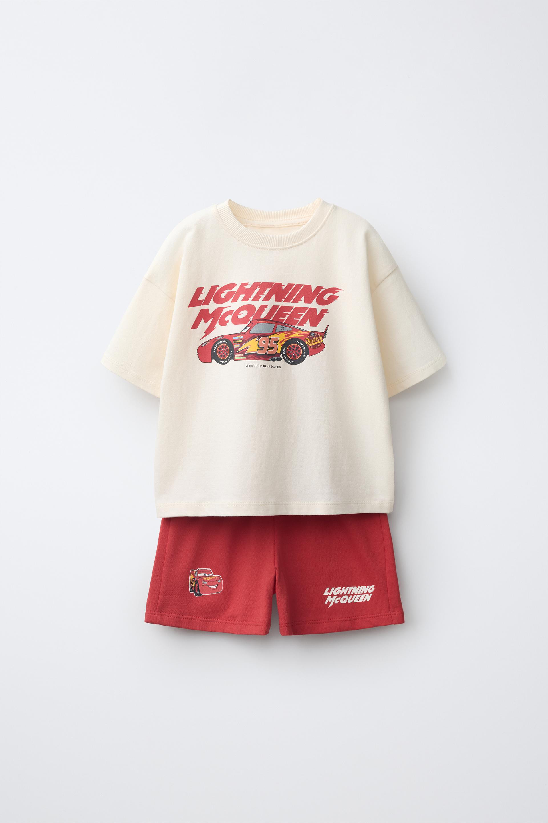 Zara - Cars Lightning Mcqueen T-Shirt And Bermuda Shorts Set © Disney/Pixar - Ecru / Red - 2 Years (36,2 Inches) - Kids | Zara US