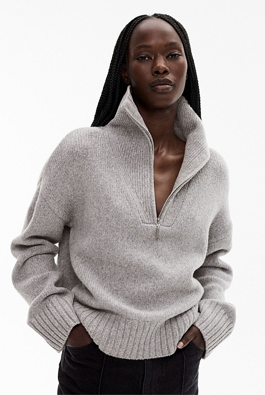 Wool Blend Zip Front Knit | Witchery (AU)