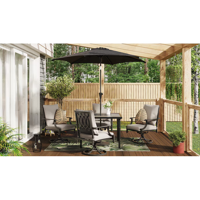 allen + roth Thomas Lake 5-Piece Square Patio Dining Set with Gray Cushions at Lowes.com | Lowe's