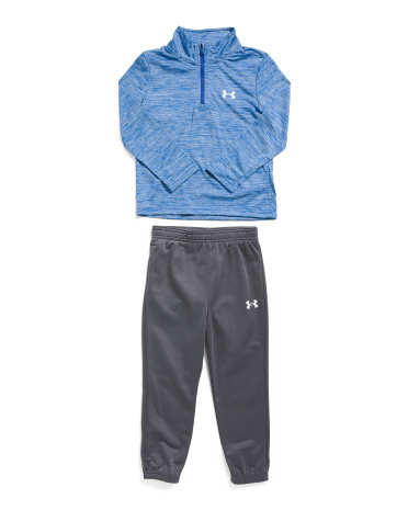 Toddler Boys 2pc Tech Word Mark Quarter Zip Top And Pants Set | Marshalls