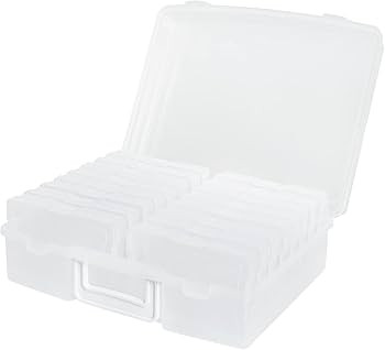 novelinks Transparent 4" x 6" Photo Cases and Clear Craft Keeper with Handle - 16 Inner Cases Plastic Storage Container Box (Clear) | Amazon (US)