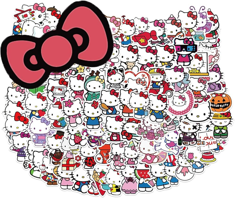 50pcs Cartoon Hello Kitty Stickers for Kids, Vinyl Waterproof Kitty Decal for Water Bottle Laptop... | Amazon (US)