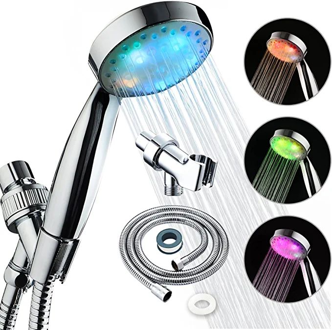 KAIREY Led Shower Head 7 Color Light Change Automatically Handheld Showerhead Polished Chrome wit... | Amazon (US)