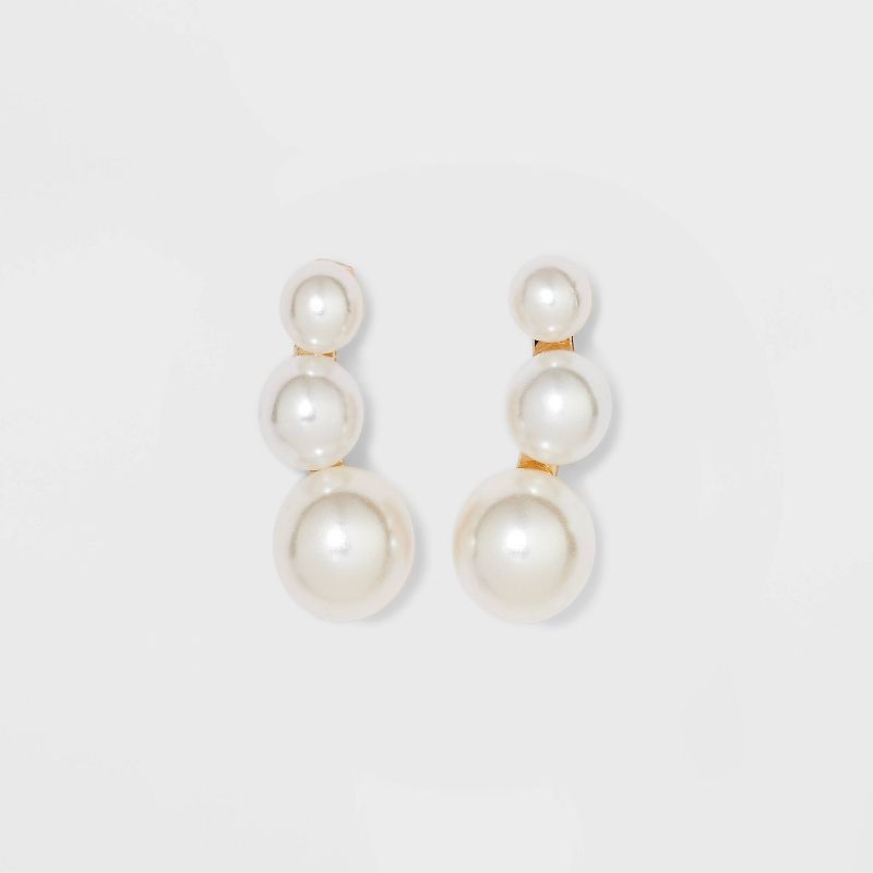 Pearl Gold Stud Earrings- A New Day™ White | Target