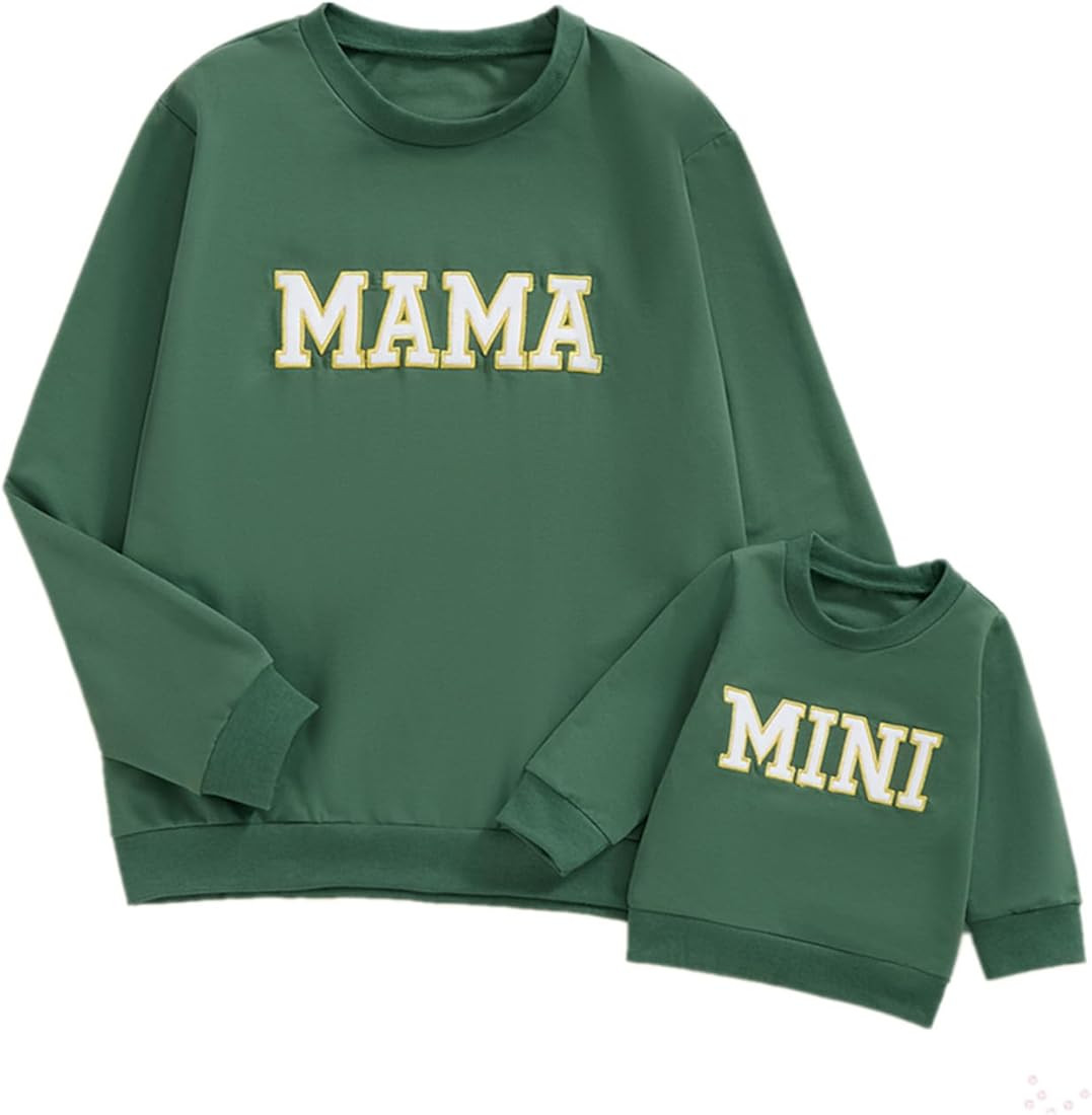 Mommy and Me Letter Print Matching Family Outfits Long Sleeve Crewneck Casual Sweatshirt T-Shirt | Amazon (US)