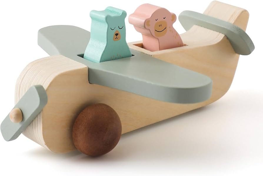 ibwaae Wooden Airplane Toys, Air Transport Vehicles Play Set, Wooden Pull Games, Learning Gift Mo... | Amazon (US)